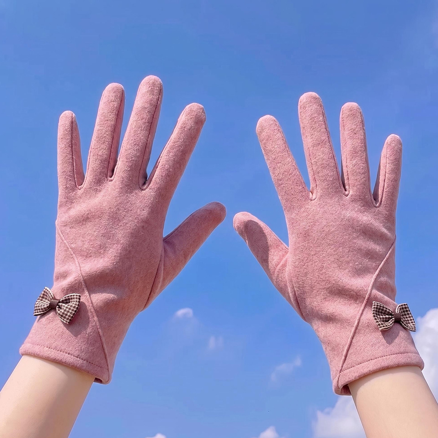手套女士春秋冬季保暖韩版骑行可爱学生加绒加厚骑车冬天触屏开车