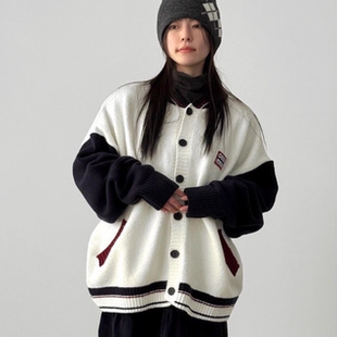 two tone 撞色开衫 25F 毛衣 cardigan knit 韩国代购 wappen