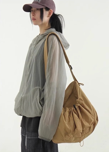 韩国代购24s/s paper string pocket square bag 抽绳单肩包