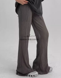 韩国代购24  Layered Wrinkle Bootcut Pants 褶皱半透夏凉喇叭裤