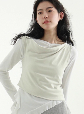 韩国代购25A/W mild draped sleeveless top 设计师背心