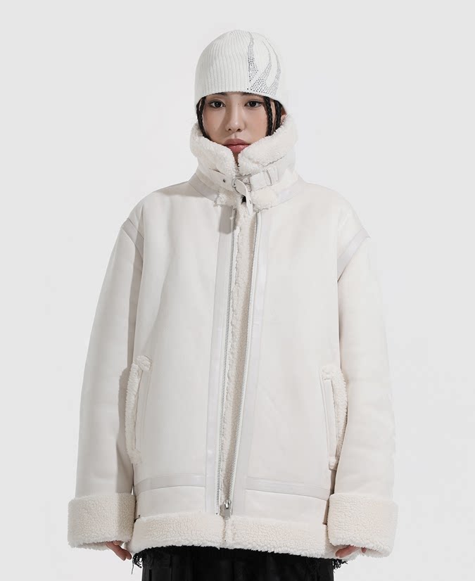 韩国代购20fw loose fit shearling jacket 人造皮毛夹克外套