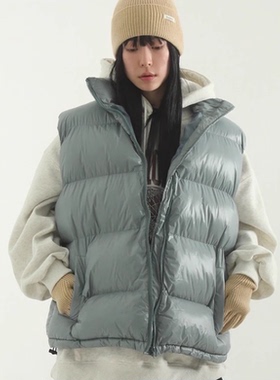 韩国代购23F/W glossy padding vest (unisex) 抽绳棉服马甲