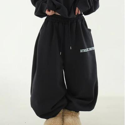 宽松风休闲印花卫裤韩国代购