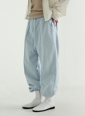 韩国代购21S/S pintuck jogger banding pants中折线抽绳棉质长裤
