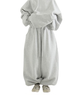 韩国代购21F/W oversize cotton balloon banding pants 加绒卫裤