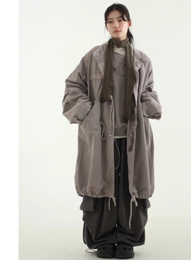 韩国代购25A/W pigmented paper safari long jacket 水洗旧风衣