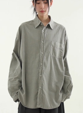 韩国代购24A/W oversize pigmented cotton shirt 水洗棉长袖衬衫