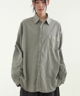 韩国代购24A/W oversize pigmented cotton shirt 水洗棉长袖衬衫