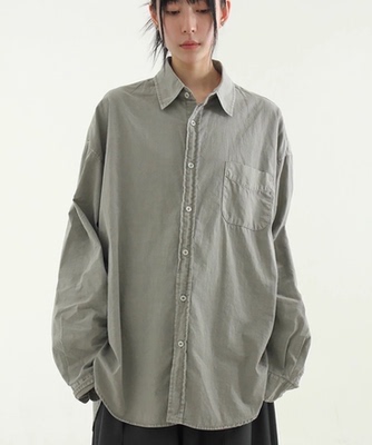 宽松oversize水洗棉长袖衬衫