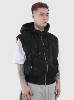 韩国代购22S/S Two-Way Hood_Vest [2color] 无袖连帽马甲外套