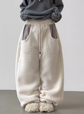 韩国代购25F/W dumble pocket wide banding pants 毛绒长裤