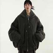 hood oversize 韩国代购 raglan quilting jumper 夹棉连帽外套