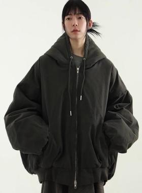 韩国代购24 oversize raglan quilting hood jumper 夹棉连帽外套