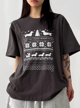 韩国代购25F/W winter pixel printed cotton half tee 印花T恤