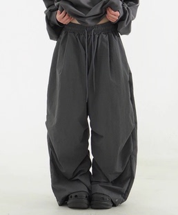 wide 宽松长裤 pants banding tuck pin paper 23F 韩国代购