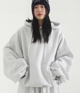 章若楠同款 韩国代购 oversize cotton balloon hoody 加绒帽衫