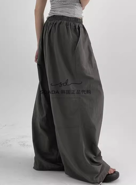 韩国代购25F/W paper banding balloon pants 宽松抽绳长裤