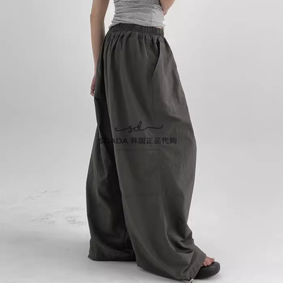 韩国代购宽松抽绳长裤男女同款