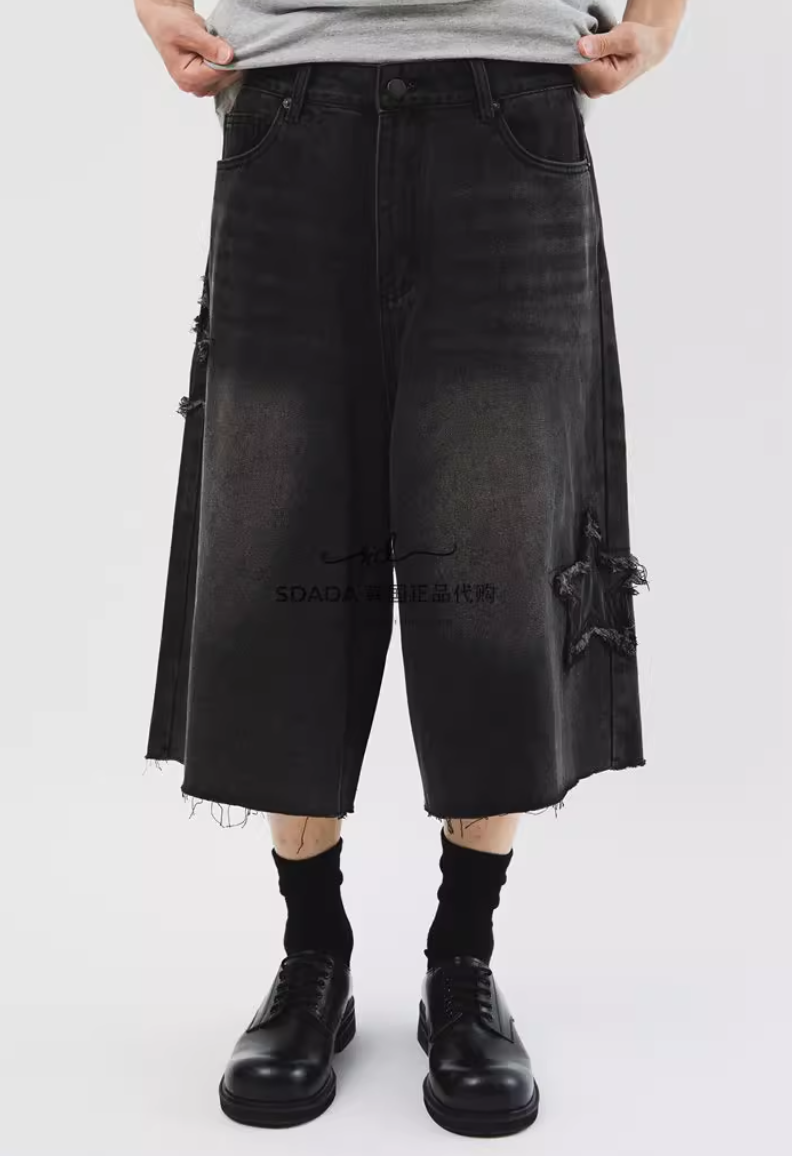 韩国代购24S/S Vintage Star Bermuda Denim  设计师牛仔7分裤