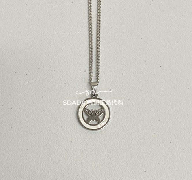 韩国代购20FW WHITE CIRCLE BUTTERFLY NECKLACE 蝴蝶圆圈项链