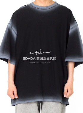 韩国代购20SS SPRAY SIDE LINE 1/2 TEE 喷染做旧宽松短袖T 男女