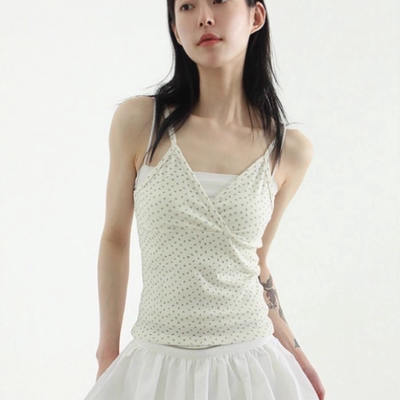 韩国代购设计师碎花背心上衣