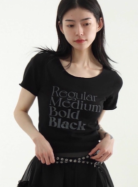 韩国代购25S/S Regular printed cotton half tee 字母短袖T恤