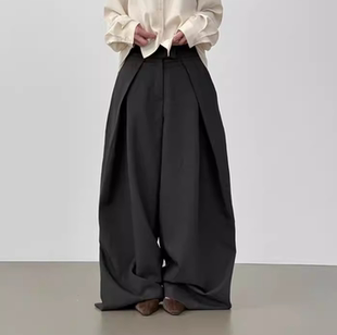 pleated flare 长裤 26A 捏褶宽松西裤 slacks 韩国代购 banding