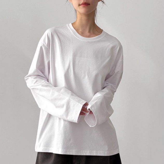 韩国代购棉质长袖短款T恤