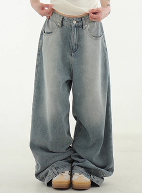 韩国代购24S/S reversed wide jean (unisex) 设计师宽松牛仔裤
