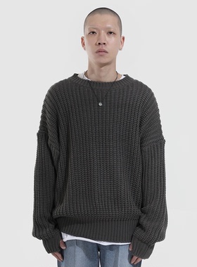 韩国代购20FW 3G HAZZI WARMER KNIT 粗线针织落肩套头毛衣 男女