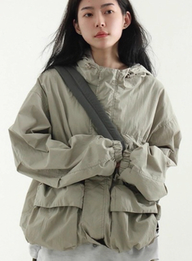 韩国代购25A/W muilti pocket paper hood jacket 设计师口袋夹克