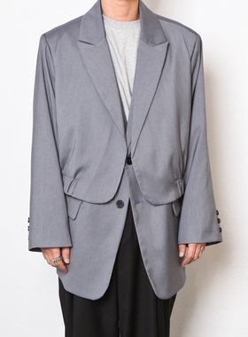 韩国代购21S/S DOUBLE LAYERED BALZER 设计师假两层西服外套
