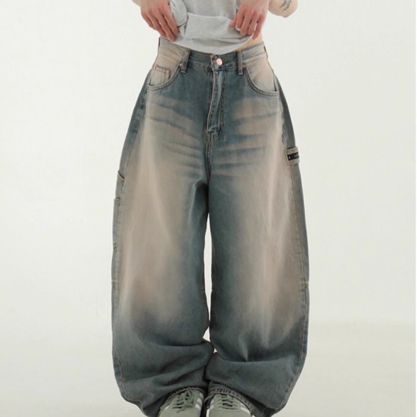 pinkwashedwidejean牛仔裤