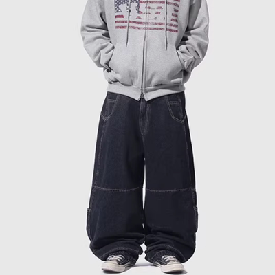 韩国代购设计师口袋牛仔裤