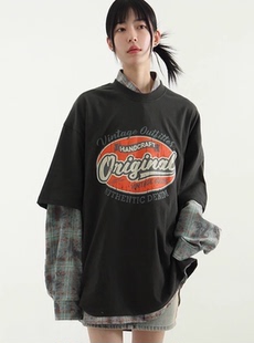 韩国代购24A/W Original printed cotton half tee 棉质印花T恤