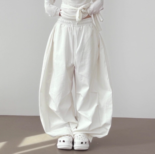 韩国代购25 printed pocket cotton balloon banding pants 长裤