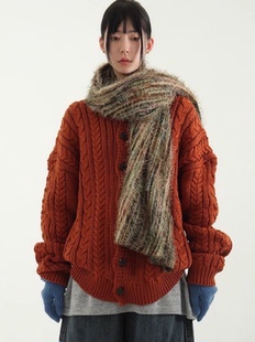 neck collar cable knit 毛衣 韩国代购 cardigan翻领麻花纹开衫