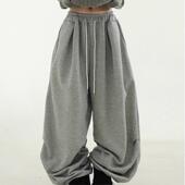 pants lined 韩国代购 two fleece cotton banding soft tuck