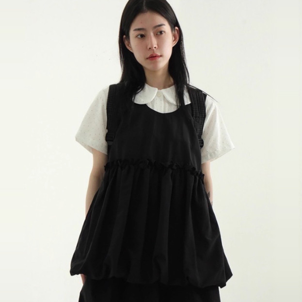 韩国代购25S/S paper balloon sleeveless blouse 上衣背心