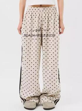 韩国代购24F/W Side line dot pants 设计师侧边线条豆豆长裤