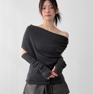 off shoulder set 25F 毛衣手套组合 knit warmer 韩国代购 hand