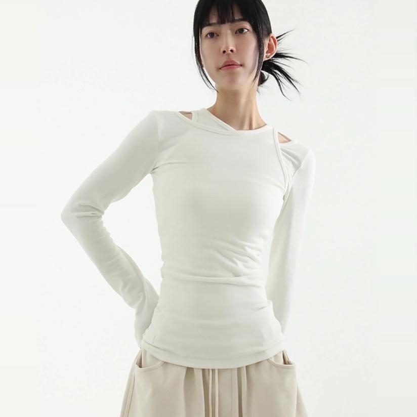 女款韩国代购长袖纯色叠穿