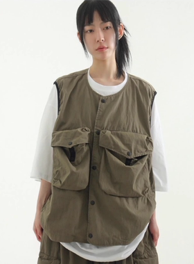 韩国代购24S/S paper unbal cargo pocket vest 设计师马甲