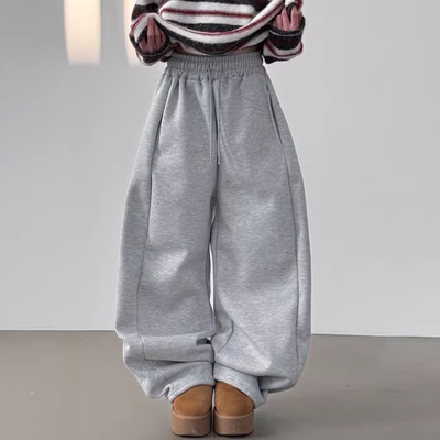 韩国代购设计师侧拼接加绒卫裤