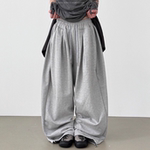 韩国代购25F/W cotton pin tuck wide banding pants宽松捏褶卫裤