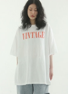 VINTAGE printed cotton 韩国代购 unisex tee 字母T恤 22S