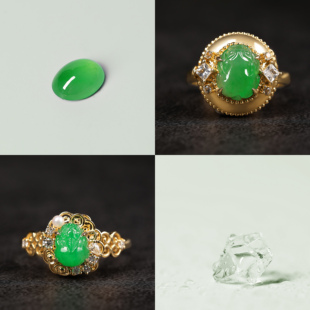 貔貅戒指合集 缅甸天然高冰阳绿翡翠A货金蟾18K金钻石彩宝聚宝盆