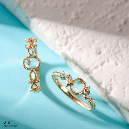 天然墨西哥炫彩欧泊戒指